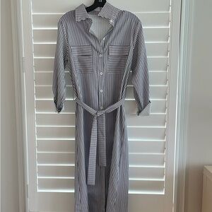 Lightweight Striped Maxi Dress with Tie